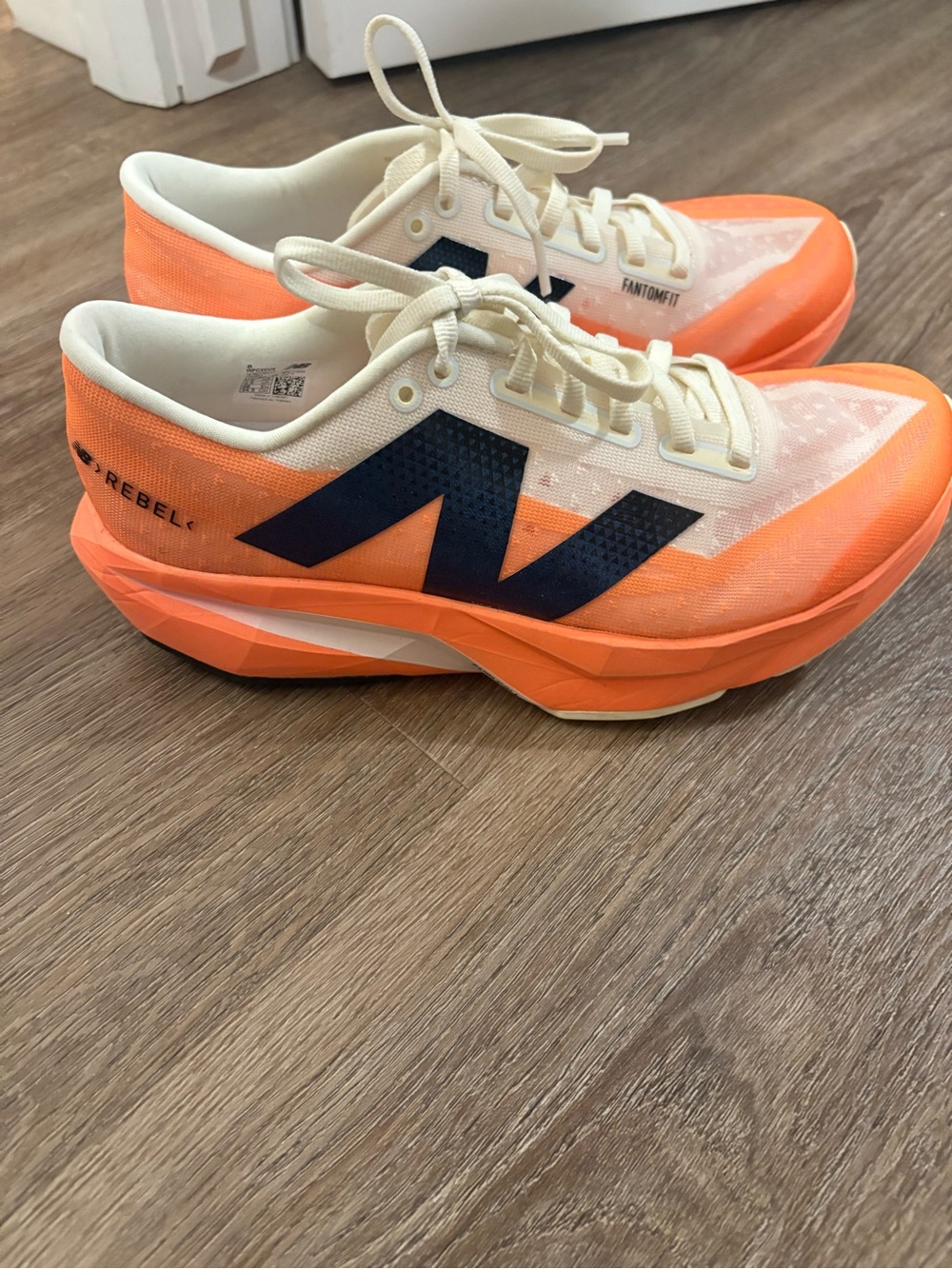 New Balance Women's Orange and Cream Running Shoes with Navy 'N'